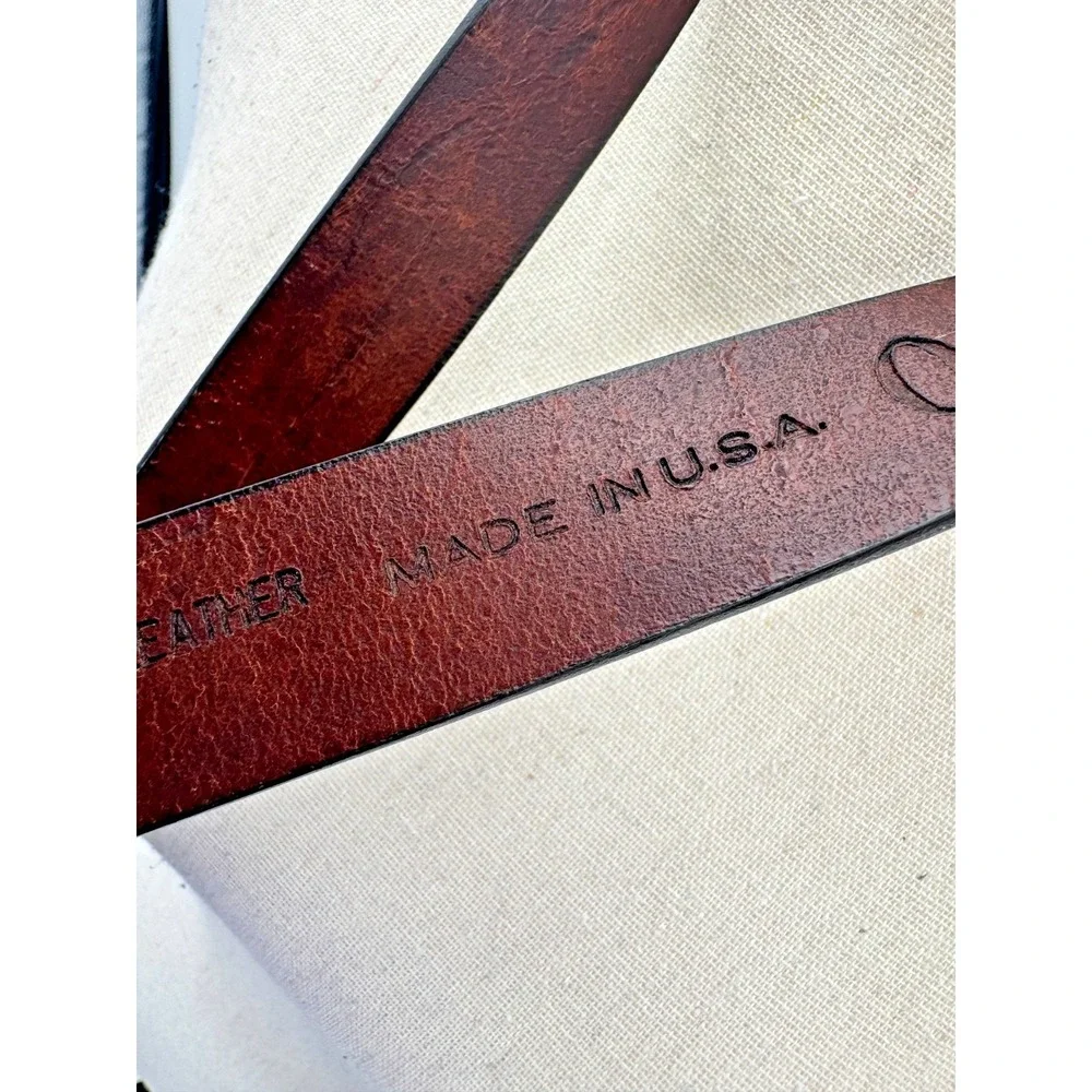 Vintage Orvis Cognac Full Grain Leather Equestrian Hoof Pick Belt 38 Brass USA
